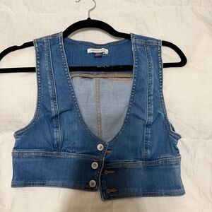 American Eagle Outfitters Medium Blue Denim Crop Vest